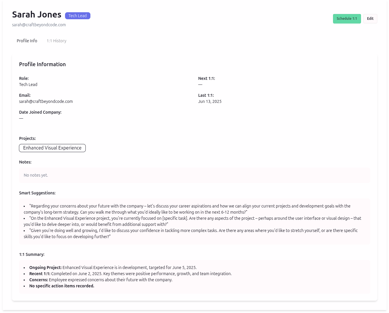 Profile Report Interface