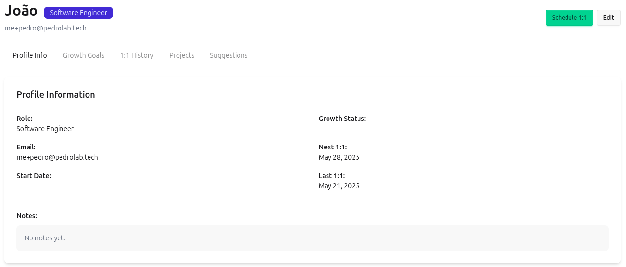 Profile Report Interface